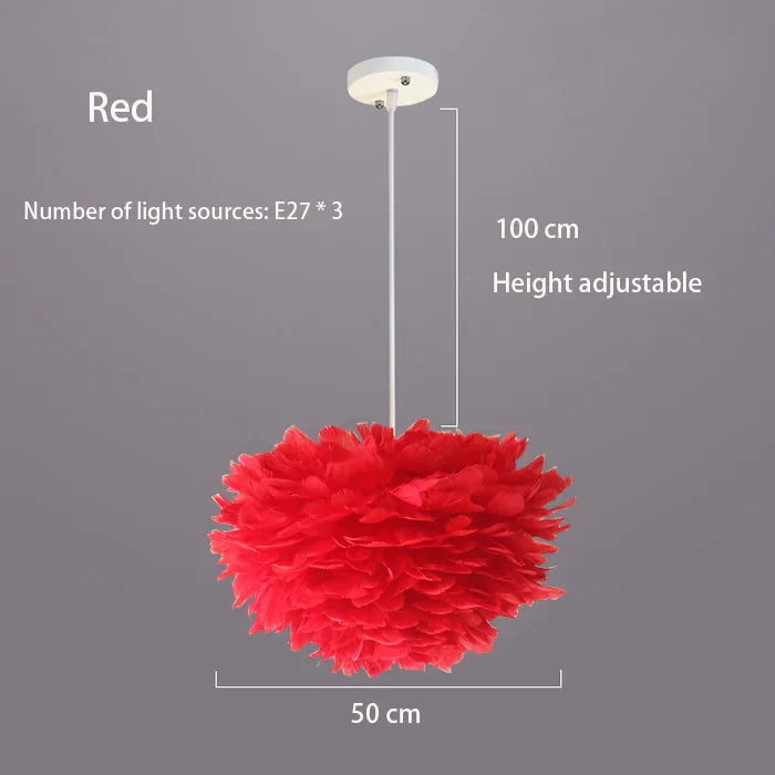 Nordic Feather Chandelier: Warm, Romantic LED Pendant Lamps for Girl Room and Clothes Shop