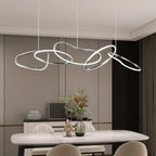 Chrome Stainless Steel LED Pendant Light - Modern Minimalist Dining Room Island Lamp