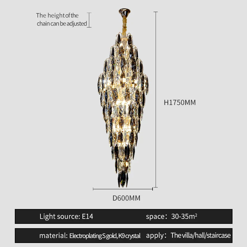 Crystal Chandelier for Luxe Modern European Villa Decor
