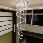 Modern LED K9 Crystal Chandelier | Luxury Double Staircase Living Room Lights