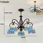 Tiffany Chandeliers: Stained Glass Mediterranean Style Hanging Lamp for Home Lighting