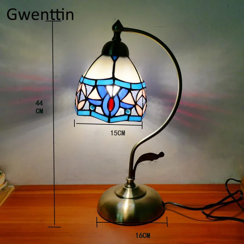 Stained Glass Tiffany Bedside Table Lamp for Home Bedroom Decor