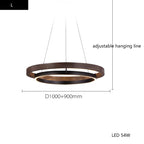 Minimalist Wood Grain Chandelier: Creative Round Hanging Light Fixture for Living Room