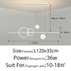 Minimalist LED Pendant Lights for Dining Living Room Restaurant Home - Black White 120cm