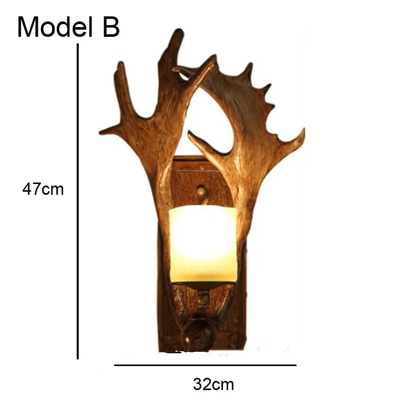 Deer Horn Resin Wall Lamp with Warm White LED Light