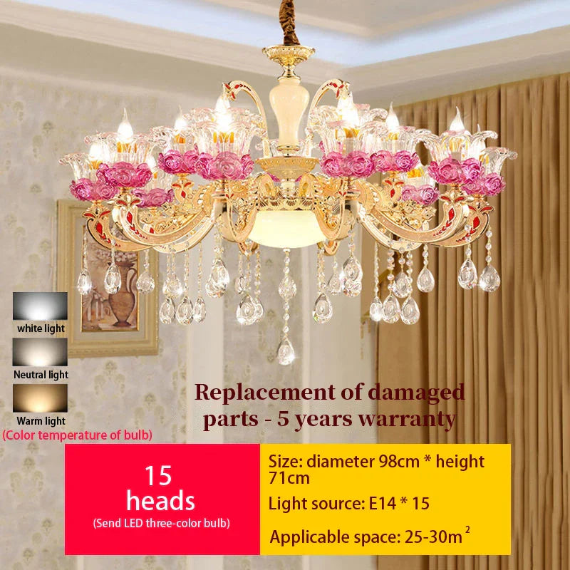 Flower Candle Villa Chandelier for Luxury Living and Dining Rooms