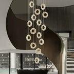 Flower Ring Chandelier for Duplex Living Room and Dining Room