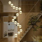 Gold Acrylic Chandelier - Modern Staircase LED Lighting