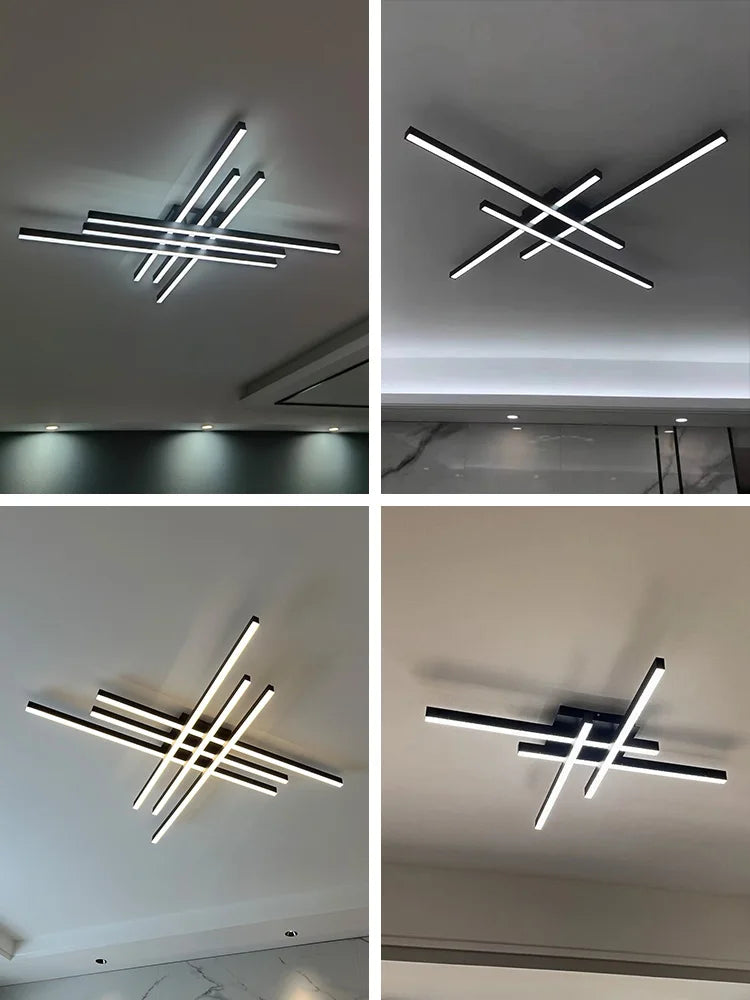 Black Chandelier LED Ceiling Lamp for Master Bedroom Living Room Energy Saving Light