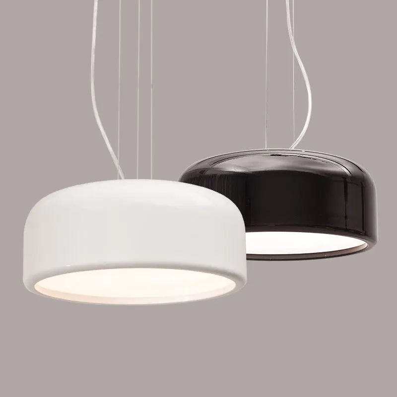 Modern Aluminum LED Pendant Lamp, Dia35/48/60cm, Black/White, Round Droplight