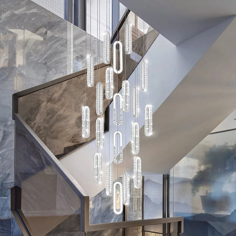 Luxury Crystal LED Chandelier for Staircase and Living Room