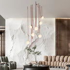 Modern Leather Chandelier LED Staircase Pendant Lamp for Hotel Living Room