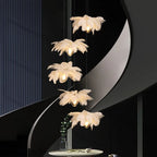 Ostrich Feather Glass Chandelier Lighting for Modern Staircase and Home Decor