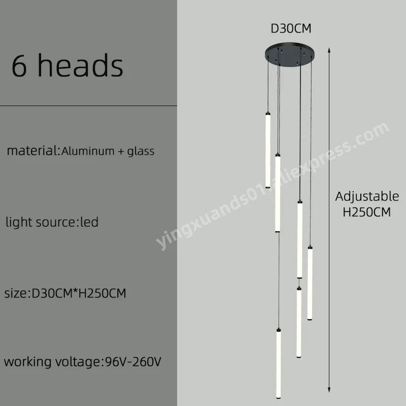 LED Staircase Chandelier for Home Hotel Hall Lighting