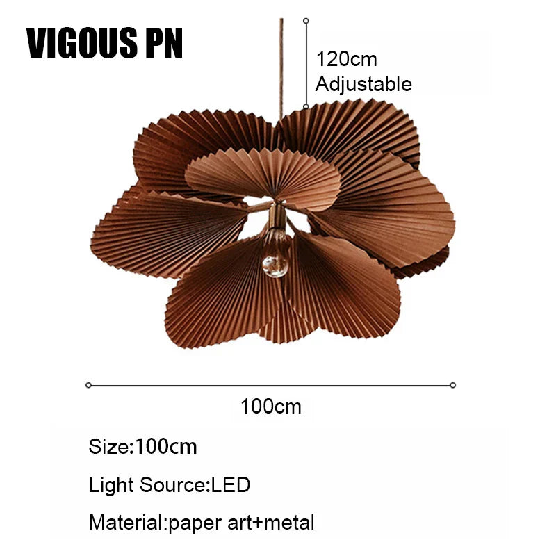 Wabi Sabi Fan Chandelier Pendant Light: Japanese Inspired Handmade Retro Leaves Design