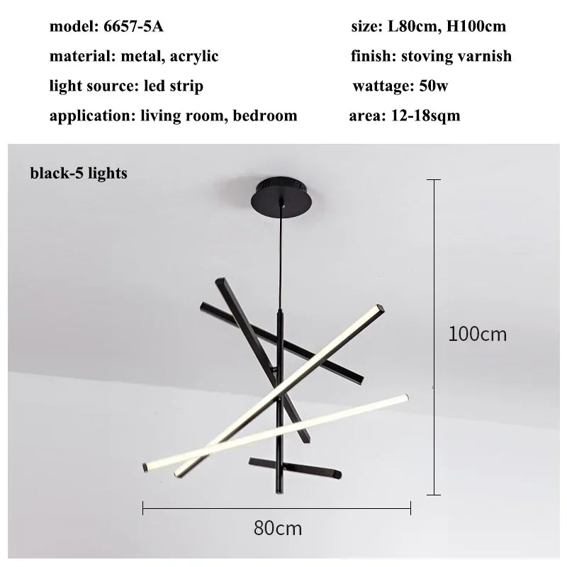 Modern Nordic Stripes LED Pendant Chandelier for Living, Dining, Bedroom & Loft