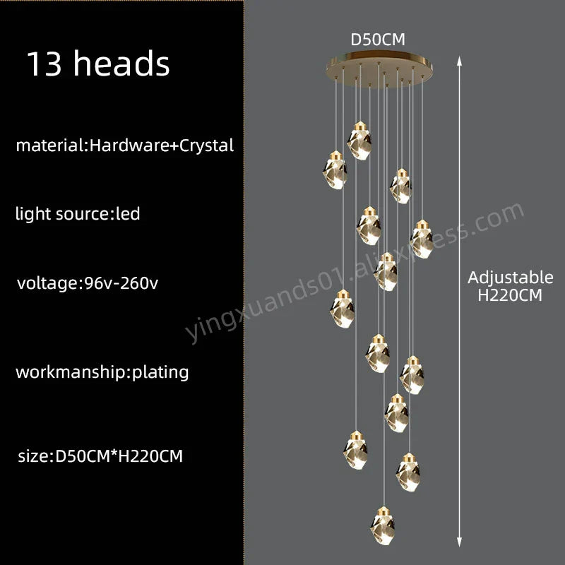 Nordic Crystal Chandelier | Living Room Villa Ceiling Light