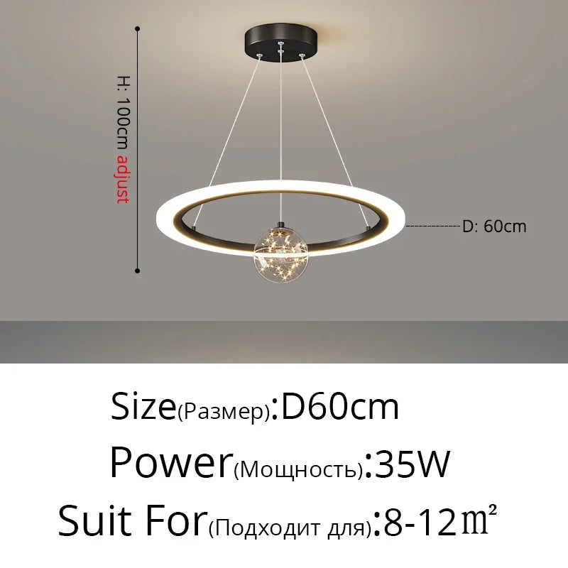 LED Circle Ring Ceiling Chandelier Pendant Lamp for Living Room, Bedroom, Kitchen
