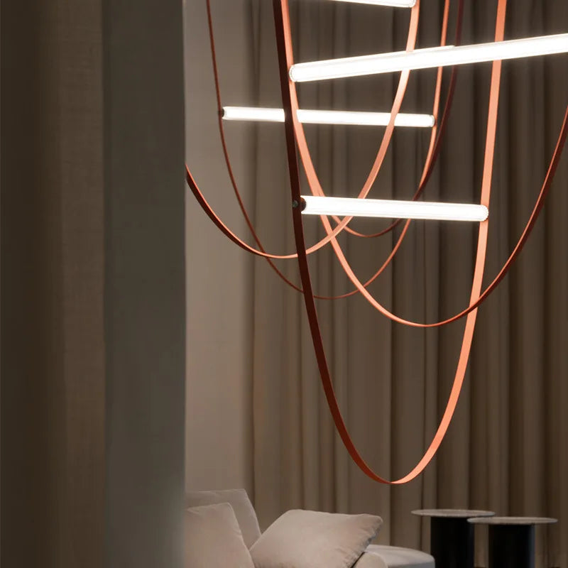 Designer LED Tube Suspension Chandelier for Living Room and Bar