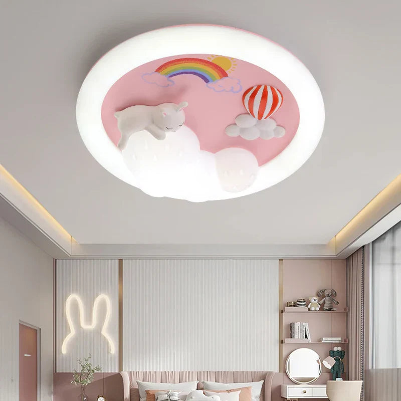 Kids Ceiling Light: Minimalist Pink Blue Lamp for Bedroom or Living Room