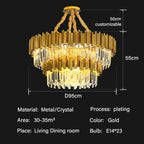 Crystal Oval Round Chandelier: Luxury Nordic Modern LED Lighting for Home and Bar