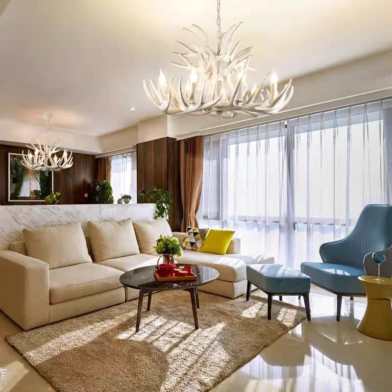 Antler Pendant Chandelier for Home Decor and Lighting, Industrial Style Deer Horn Fixture