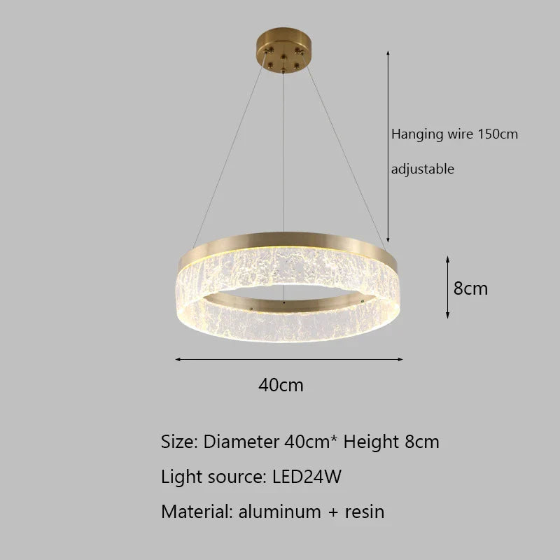 Luxury Nordic Chandelier Ring Ceiling Lamp for Modern Villa Living Room