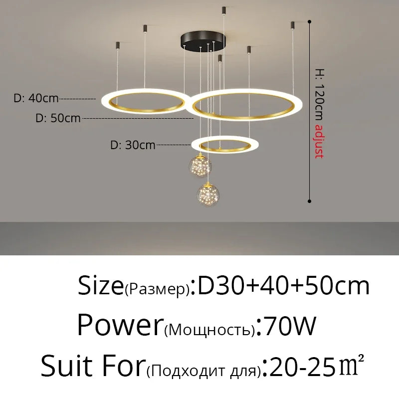 LED Circle Ring Ceiling Chandelier Pendant Lamp for Living Room, Bedroom, Kitchen