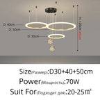 LED Circle Ring Ceiling Chandelier Pendant Lamp for Living Room, Bedroom, Kitchen