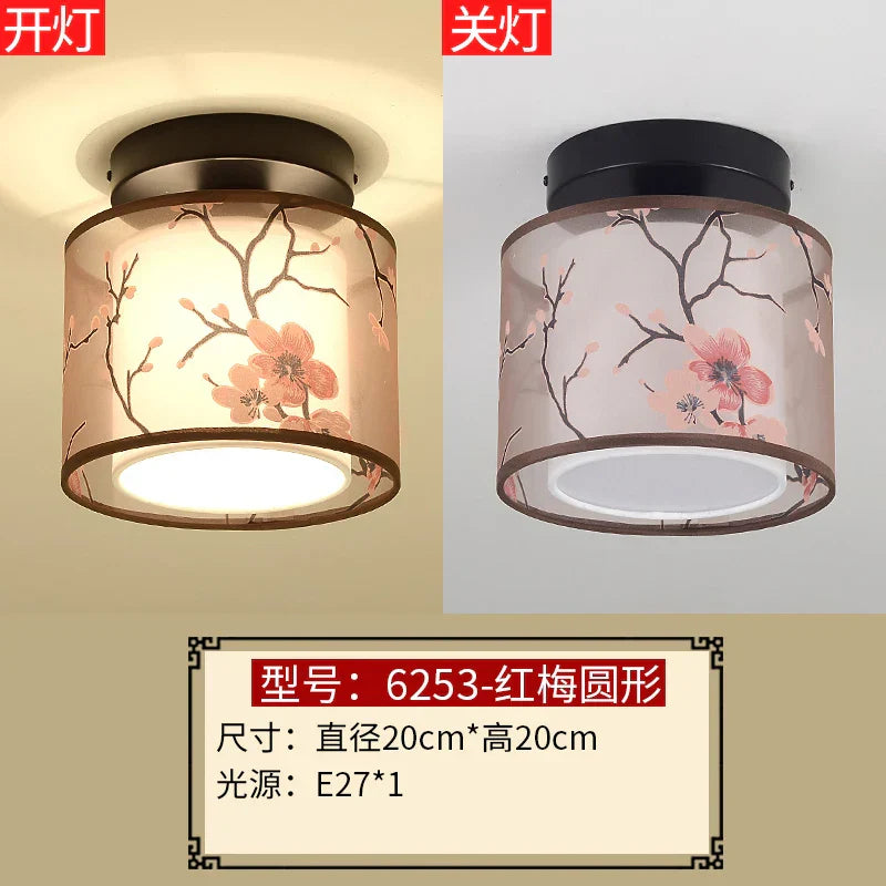 Vintage Linen Fabric Ceiling Light: Chinese Style LED Lamp for Home Decor