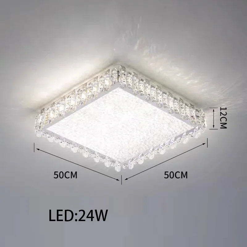 Crystal LED Ceiling Chandelier: Modern Dimmable Lighting Fixture for Stylish Home Decor