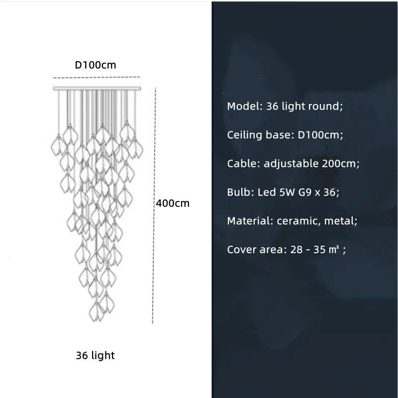 Magnolia Flower G9 LED Chandelier - White Luxury Pendant Light Fixtures