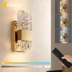 LED Crystal Wall Light with Remote, Dimmable 3000K 6000K for Bedroom and Living Room