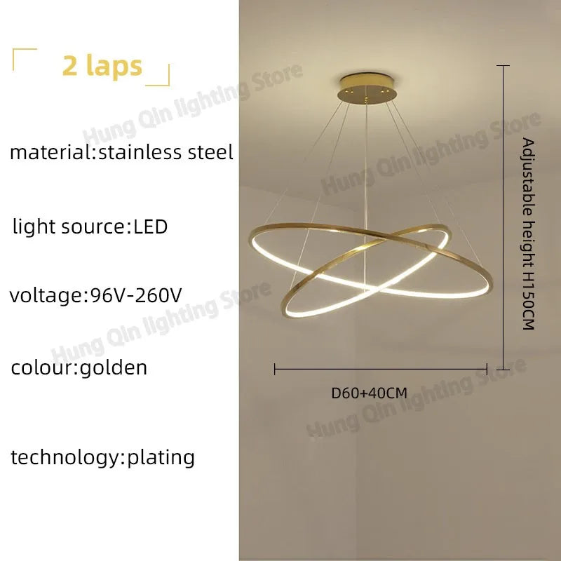 Stainless Steel Ring Pendant Light Modern Minimalist Chandelier