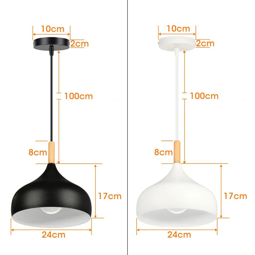 Nordic Modern Wood Pendant Light by - LED E27 Vintage Industrial Fixture for Home