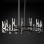 Glass Chandelier Pendant Lamp with E14 LED, Chrome Finish, Retro Design