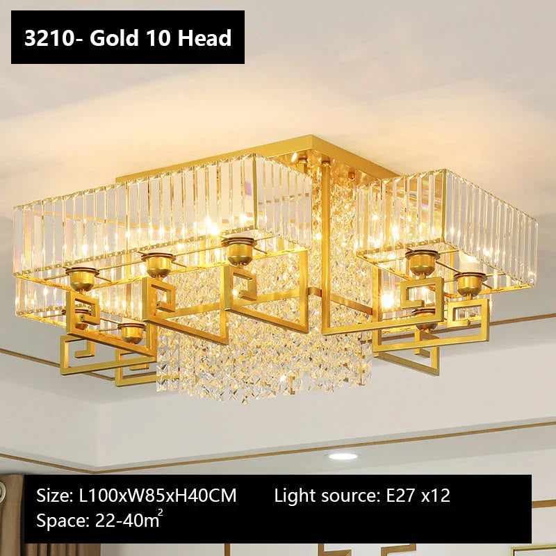 Crystal Rectangular Ceiling Light for Living Room, Bedroom, and Dining Room