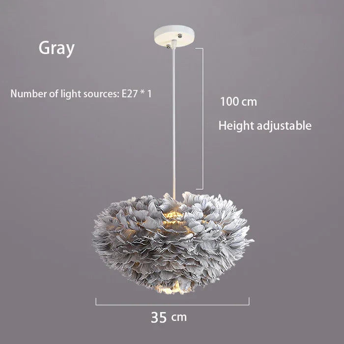 Nordic Feather Chandelier: Warm, Romantic LED Pendant Lamps for Girl Room and Clothes Shop