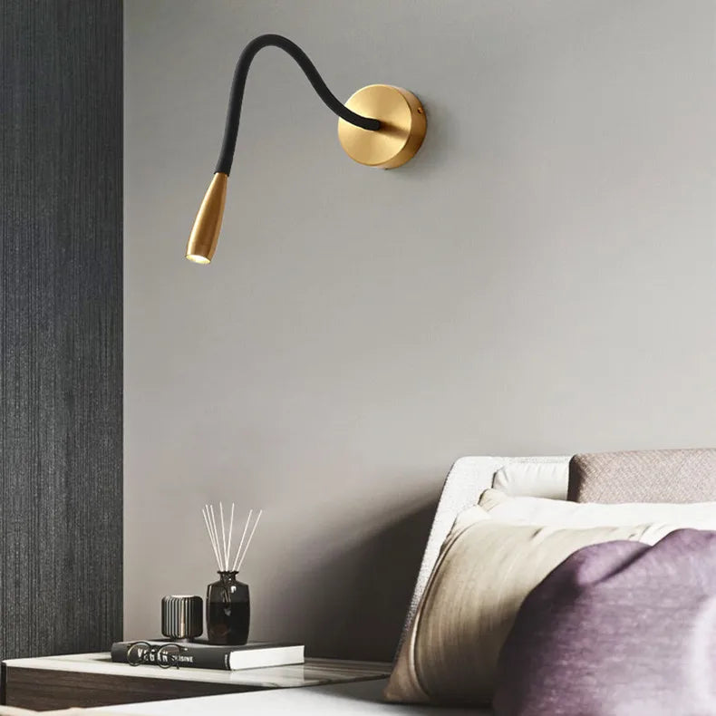 Adjustable Nordic Bronze Wall Lamp for Bedroom Study LED Reading Light