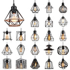 Black Metal Cage Pendant Light - Vintage Industrial Loft Kitchen Lighting