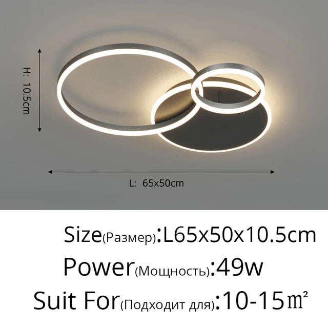 Aluminum Circle LED Chandelier Ceiling Light for Bedroom Living Room Kitchen