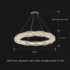 Modern Crystal Pendant Light Dimmable Remote Control Luxury Steel LED Lamp