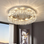 Luxury Crystal Round Black Gold Ceiling Chandelier for Bedroom Living Room Lighting