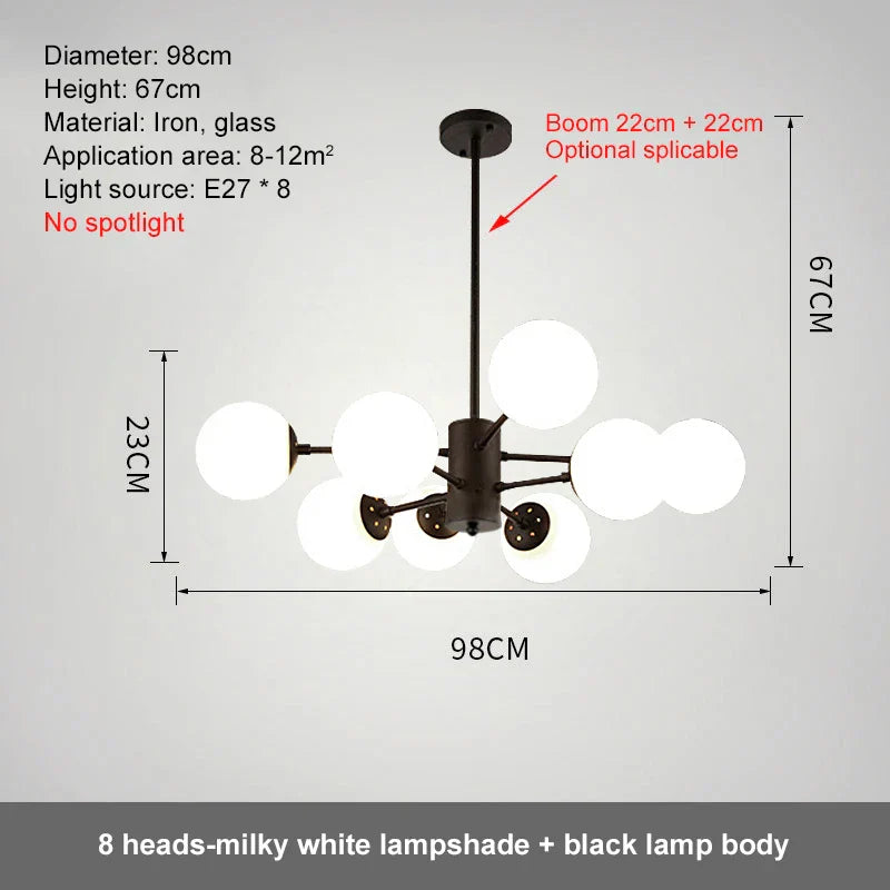 Glass Ball LED Chandelier for Bedroom and Dining Room