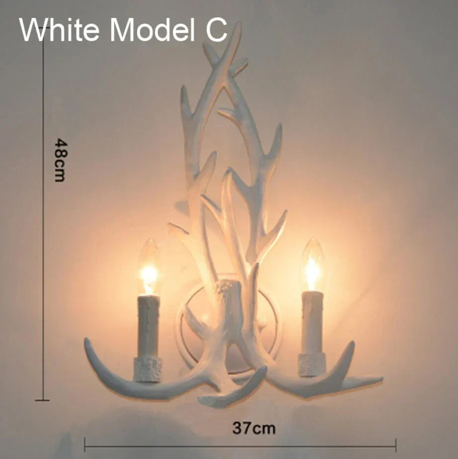 Deer Horn Resin Wall Lamp with Warm White LED Light