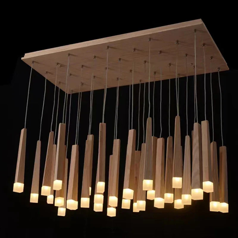 Modern Wood Chandelier Pendant for Dining Room, Living Room, Bedroom