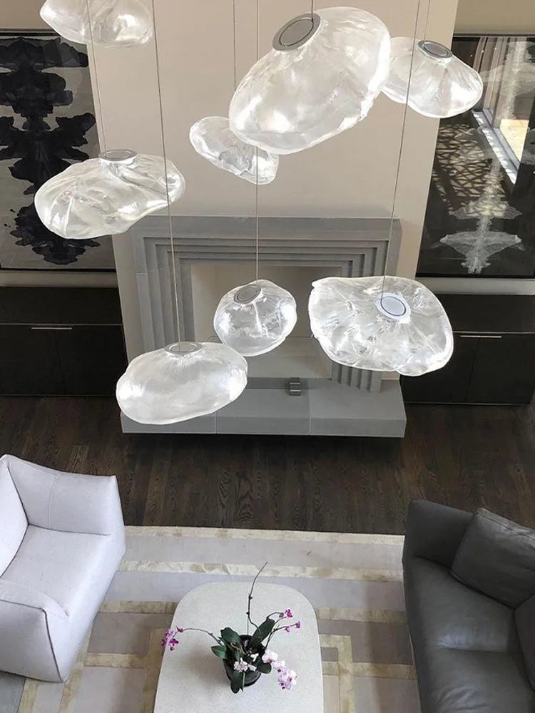 Modern Loft Glass Pendant Lights Chandeliers for Living Room Stairwell Lighting