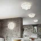 LED Petal Ceiling Chandelier for Living Room, Dimmable Round Bedroom Lamp