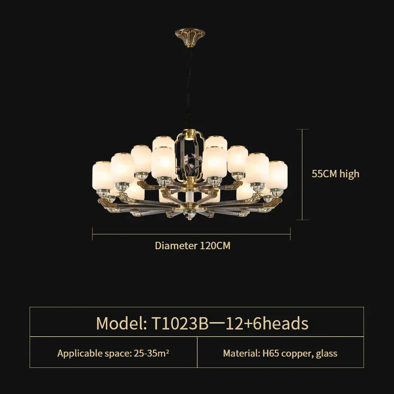 Chinese Jade Chandelier | Modern Duplex Villa Lighting