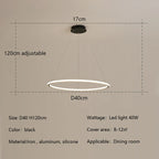 Nordic Round LED Ring Chandelier for Living Dining Bedroom